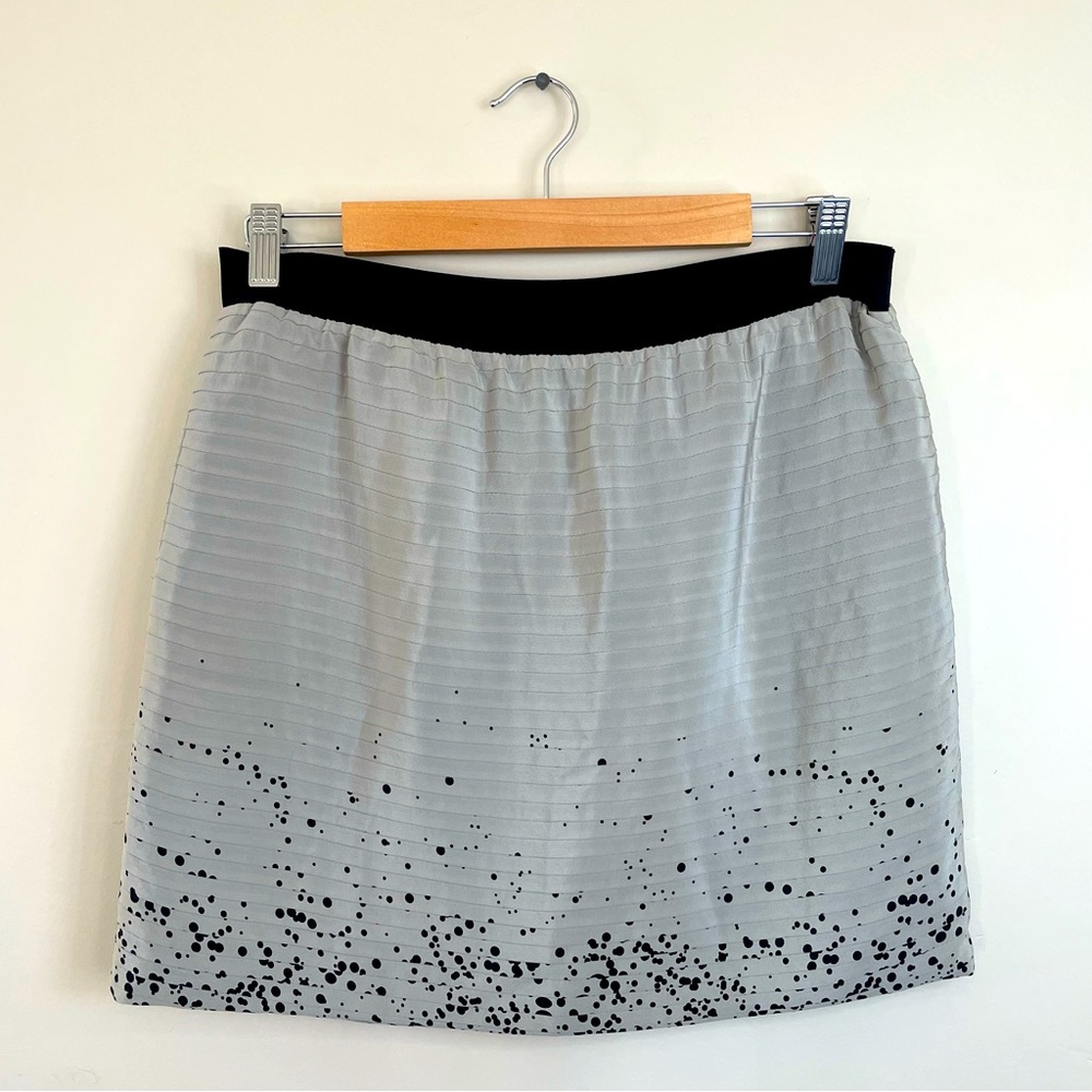 Green Ford Silk Mini Skirt Grey with Black Splatter Dots